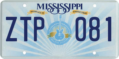 MS license plate ZTP081