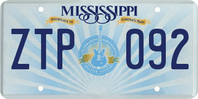 MS license plate ZTP092