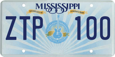 MS license plate ZTP100