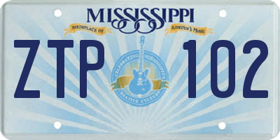 MS license plate ZTP102