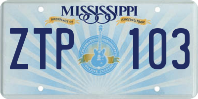 MS license plate ZTP103