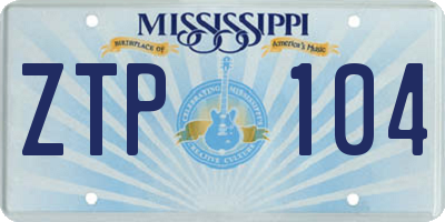 MS license plate ZTP104
