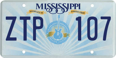 MS license plate ZTP107