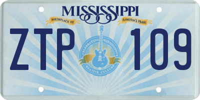 MS license plate ZTP109