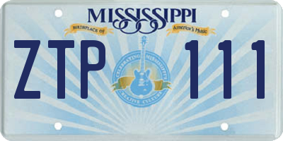 MS license plate ZTP111