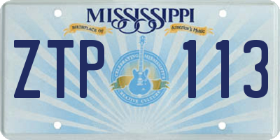 MS license plate ZTP113