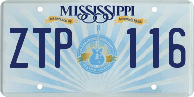 MS license plate ZTP116