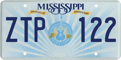 MS license plate ZTP122