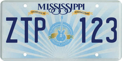 MS license plate ZTP123