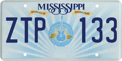 MS license plate ZTP133