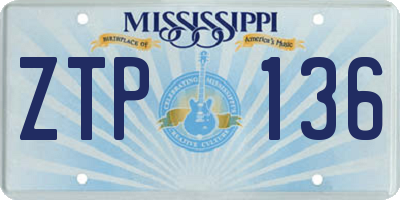 MS license plate ZTP136