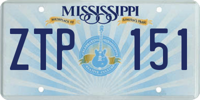 MS license plate ZTP151