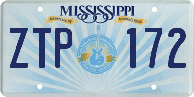MS license plate ZTP172