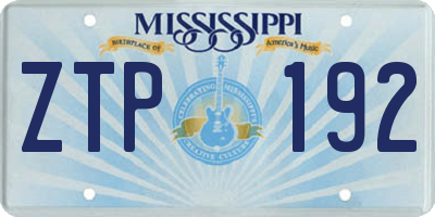 MS license plate ZTP192