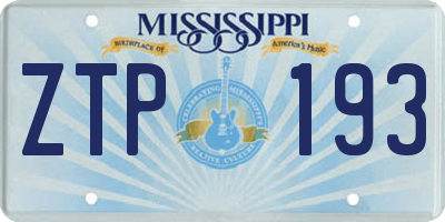 MS license plate ZTP193