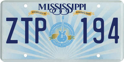 MS license plate ZTP194