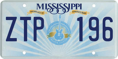 MS license plate ZTP196