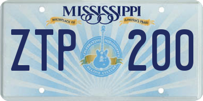 MS license plate ZTP200