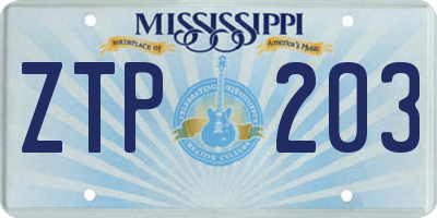 MS license plate ZTP203