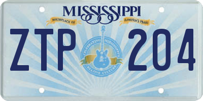MS license plate ZTP204