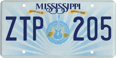 MS license plate ZTP205
