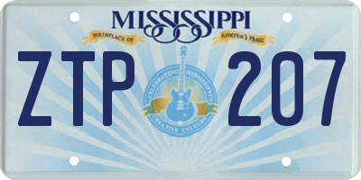 MS license plate ZTP207