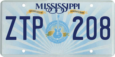 MS license plate ZTP208