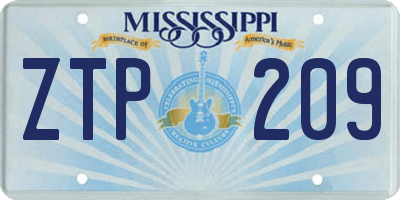 MS license plate ZTP209