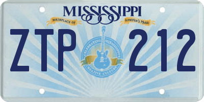 MS license plate ZTP212