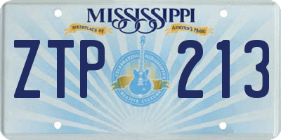 MS license plate ZTP213