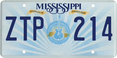 MS license plate ZTP214