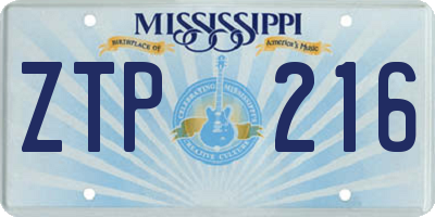 MS license plate ZTP216