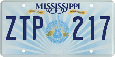 MS license plate ZTP217