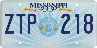 MS license plate ZTP218