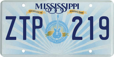 MS license plate ZTP219