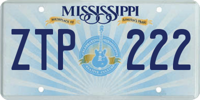 MS license plate ZTP222
