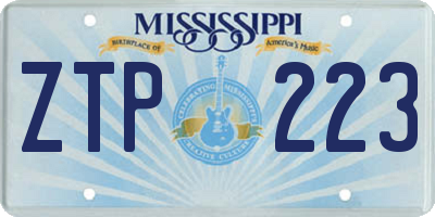 MS license plate ZTP223