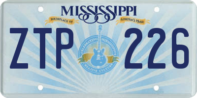MS license plate ZTP226