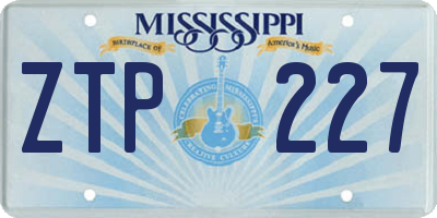 MS license plate ZTP227