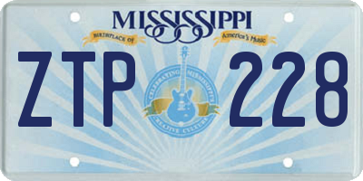 MS license plate ZTP228