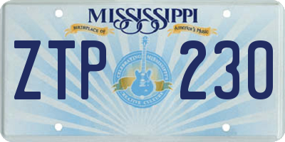 MS license plate ZTP230