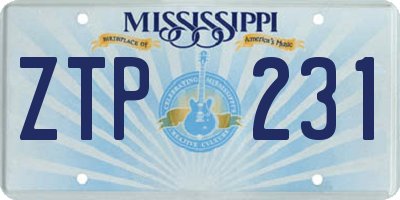 MS license plate ZTP231