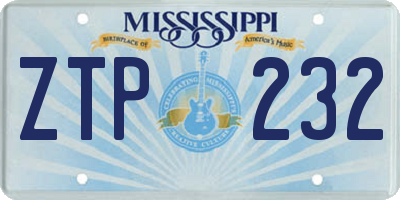 MS license plate ZTP232