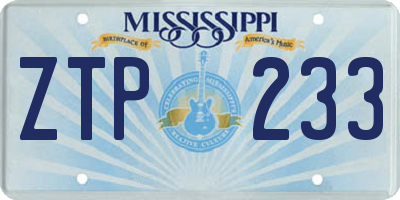 MS license plate ZTP233