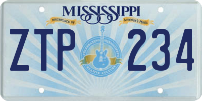 MS license plate ZTP234
