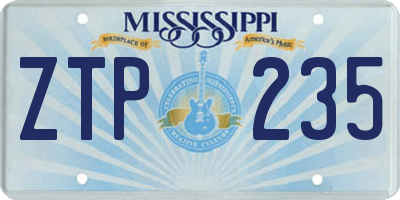 MS license plate ZTP235
