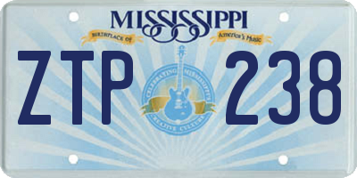 MS license plate ZTP238