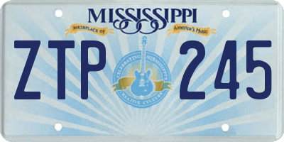MS license plate ZTP245