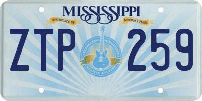 MS license plate ZTP259