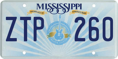 MS license plate ZTP260
